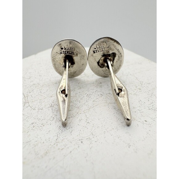 Rare Vintage Siam Sterling Silver Cufflinks Temple Seagulls Mosaic Aesthetic - Picture 4 of 6